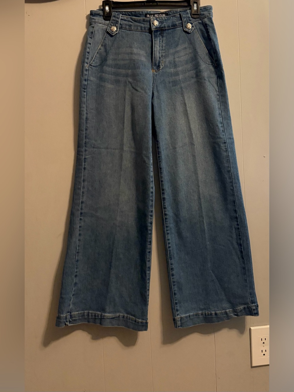 Blue Revival High-Rise Wide Leg Jeans in Light Blue